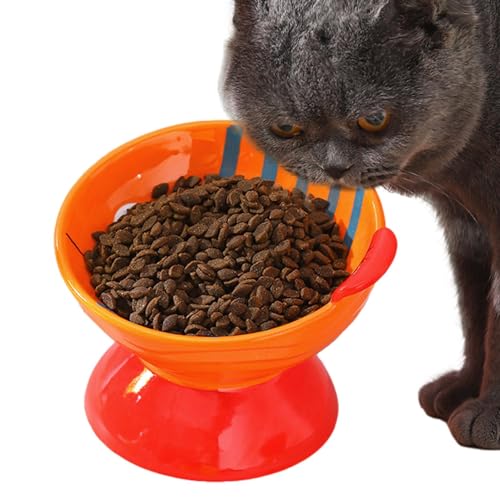 Gekippte Futternäpfe für Katzen, erhöhte Katzennäpfe für Hauskatzen,Lustige Fisch-Katzenschalen aus Keramik - Futternapf, Haustierbedarf, Stabiler Futter-Wasser-Futterspender für Hauskatzen von Generic