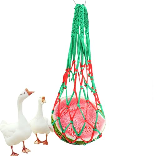 Hühnerfruchthalter, Hühnerkohl-Futterspender,Hang Chicken Fruit Feed Net Bag - Geflügel-Hühnerstall-Spielzeug, Hühner-Leckerli-Fütterungswerkzeug mit Haken für Kohl, Salat, Mais, Tomaten von Generic