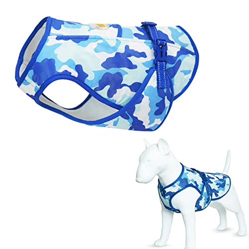 Generic Hundekühlweste Kühlweste Leicht Kühljacke Hunde Einstellbar Cooling Vest Schnelle Abkühlung für Klein Mittel Große Hunde für Draußen mit Schnalle,Blue,S(Bust:50 von Generic