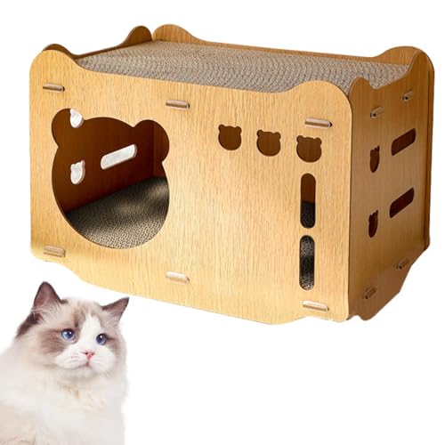 Katzenkratzbrett | 2-in-1-Mehrzweck-Katzenhaus | Scratch Textures Design Pet Supplies Katzenkratzer-Nachfüllung aus Wellpappe für Indoor-Kätzchen von Generic