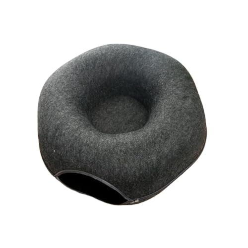 Katzentunnelbett Katzenhöhle Filz Four Seasons Universelles Spielen Verstecken Haustierzubehör Kätzchen Premium Katzen Donut Tunnel, Tiefgrau 50 cm von Generic