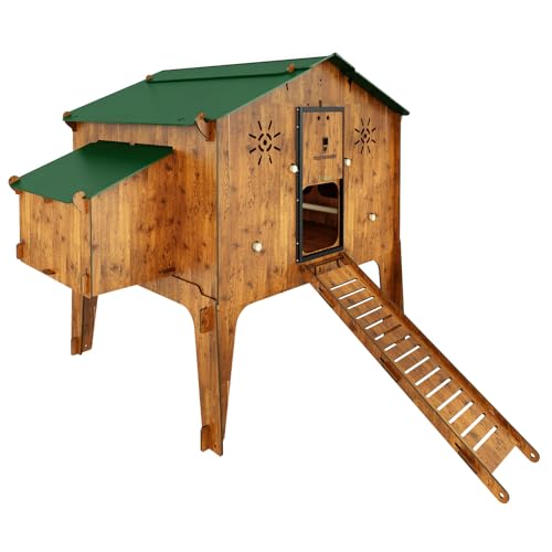 Großer Hühnerstall POLLY DUPLEX 4XL Wood Color für 15/20 Hühner mit 4 Nestern und 4 Sitzstangen von Generic