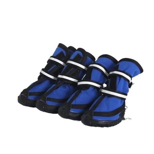 Generic hundeschuhe wasserdichte XXL-Haustierschuhe for Vier Jahreszeiten, for kleine bis große Hunde, Oxford-Unterseite, reflektierende Bandagen, Haustier-Regenstiefel, große Hundeschuhe (Color : BL von Generic