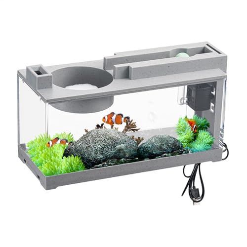 Generisches -Aquarium, Desktop -Aquarium | Fischpaket Retro dekorative stille -Aquarium mit Wasserpumpentafel Dekoration, Bettavis, Garnelen, Goldfisch, Seetang, kleine Korallen von Generic