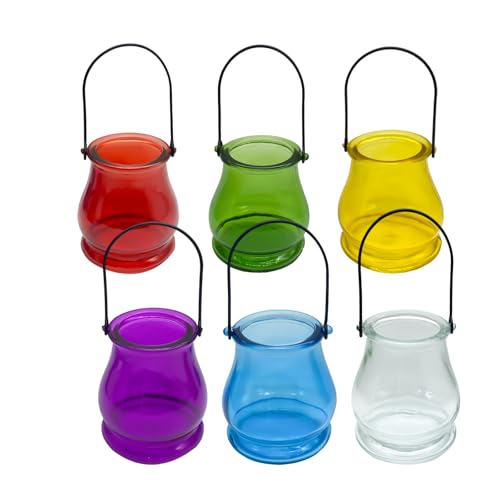 Glas-Terrarium-Pflanzen, buntes Glas-Terrarium, Glas für Sukkulenten, Luft, fleischfressende Pflanzen, Moosschnecke, Indoor-Pflanzgefäß, Dekoration, Tischständer, Mini-Vase mit Halter von Generic