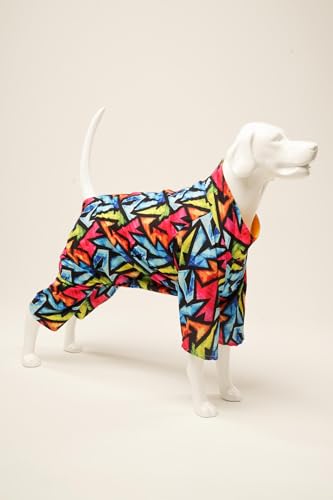 Graffiti-Hunde-Regenmantel – Wasserdichter 4-Bein-Hunde-Regenmantel, mit Baumwolle gefüttert, regenfeste Jacke für Herbst und Winter, kaltes Schnee-Wetter, Mantel mit Loch für die Leine für Welpen, von Generic