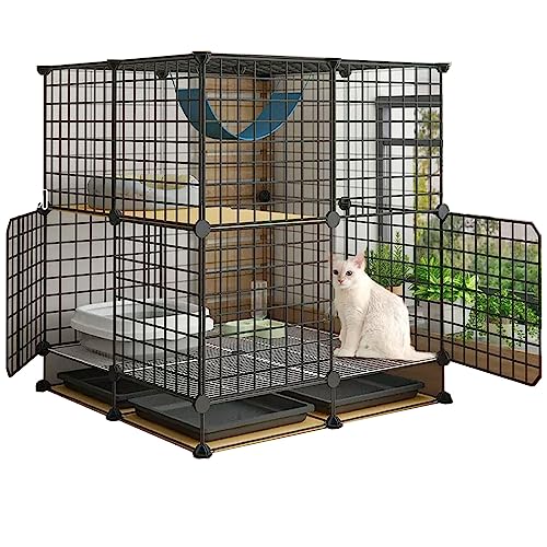 Große Katzenkäfig for Draußen Hergestellt aus Metall und PP-Harz, DIY，Großer Raum, Freie Aufteilung，Geeignet for Kätzchen, Kaninchen, Chinchillas, Hunde (Size : 75 * 75 * 84cm-A, Color : Type A) von Generic