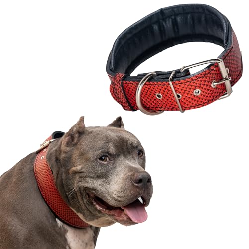 Großes Hundehalsband | Hundehalsband aus Leder | Hundehalsband aus Leder für große Hunde | Große Hundehalsbänder | Halsbänder für Hunde | Pitbull-Halsband | Rottweiler-Halsband | Hundehalsband | XL von Generic