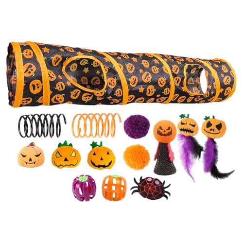 Halloween Cat Tunnel - Peekaboo Play Cave, Interactive Kitten Toys | Small Animal Playground Center, Indoor Activity Entertainment Tunnel mit Trainingsübung für gelangweilte Katzen Spaß Spielzeit Halloween Cat Tunnel - Peekaboo Play Cave, Interactive Kitten Toys | Small Animal Playground Center, Indoor Activity Entertainment Tunnel mit Trainingsübung für gelangweilte Katzen Spaß Spielzeit von Generic