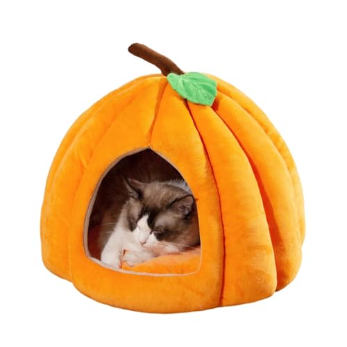 Halloween-Katzenbett – Halbgeschlossenes Haustierhaus, abnehmbare Struktur | Gemütliches Ruhehaus für Katzen und Welpen, Design für Halloween, perfekt für Schlafzimmer, Wohnzimmer und kl von Generic