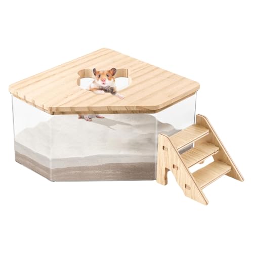 Hamster-Badesandbehälter, Hamster-Staub-Badebox, Badebox für Hamster mit großem Fassungsvermögen, Kleintiertoilette, Rennmaus-Badezimmer mit Leiter für Schlafzimmer, Wohnzimmer von Generic