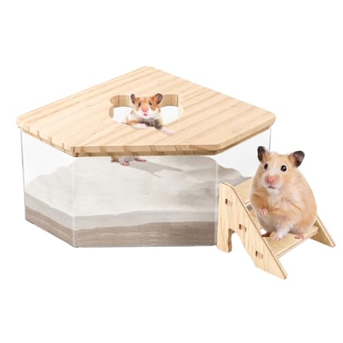 Hamster-Badesandbehälter - Hamster-Staub-Badebox - Transparenter Sandkasten Für Hamsterkäfige | Hamster Indoor-Kleintier-Grabraum-Habitat-, Rennmaus-Toilette Für Wohnzimmer, Arbeitszimmer von Generic