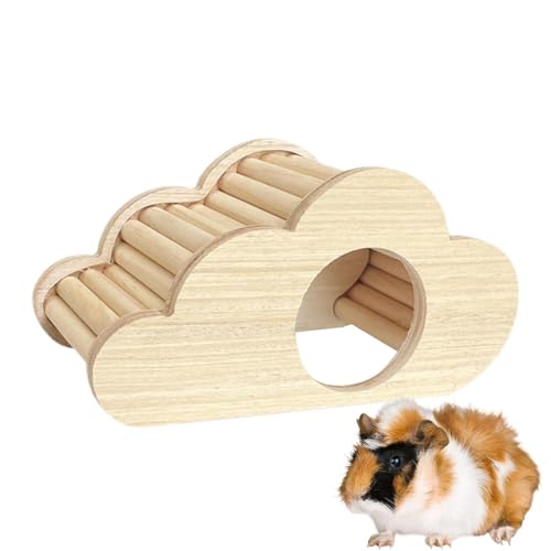 Hamster-Holzhaus Mit Leiter – Hamsterkäfighaus Aus Holz, Lebensraum-Versteckhaus Für Zwerghamster | Langlebige Gewölbte Plattformdekoration, Hölzerner Höhlenspielplatz, Kauspielzeugnest Für Chinchilla von Generic