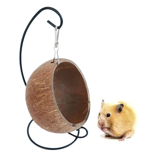 Hamster-Kokosnuss-Versteck – Natürliches Kokosnuss-Hamsterbett, Kokosnuss-Hängematte | Gemütliches Hamsterhaus Mit Warmer Unterlage, Ideale Wohnraumdekoration Für Kleintiere, Perfekter Rückzugsort Für von Generic