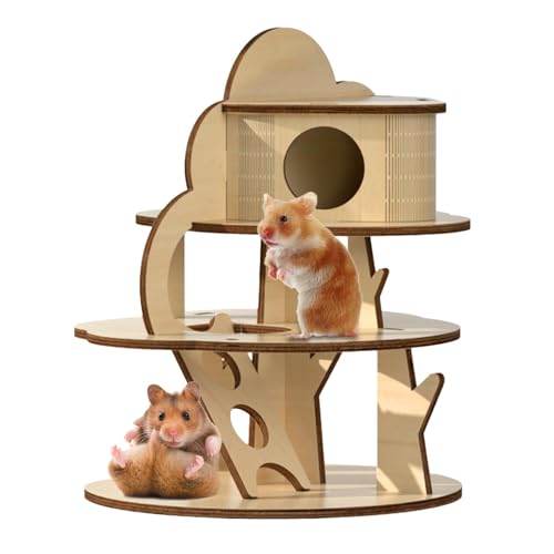 Hamster Plattform - Holz Kleintierplattform Kletterspielzeug | Großer Raum Übung Spielzeug Meerschweinchen Käfig für Javir Zubehör Hamster Plattform Holz Kleintier Plattform Klettern von Generic