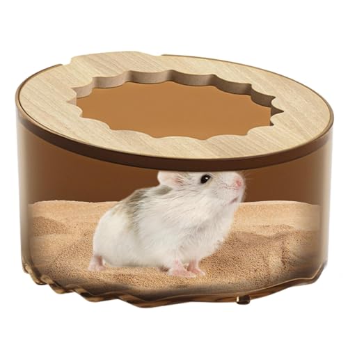 Hamster-Sandbad-Behälter, Kleintier-Sandbad-Box - Hamster-Reinigungs- und Badezubehör,Hamster-Katzentoilette, Sandkasten, Hamster-Reinigungs-Badezubehör, sicherer Deckel für Hamster, Rennmäuse, Kleint von Generic