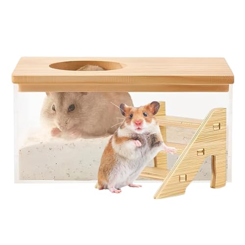 Hamster-Staubbadebox, Sandbadewanne für Hamster, Hamster-Sandbadebox mit großer Kapazität, Haustier-Hamster-Badebox – fest verbunden und stabil, Kleintier-Toilette, Rennmaus-Badezimmer mit Leiter für von Generic