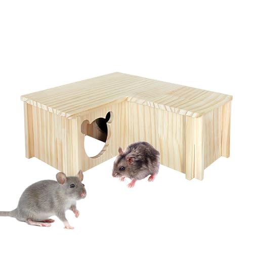 Hamsterhaus aus Holz – 3-Zimmer-Tunnel für große Kleintiere, Spielzeug zum Erkunden von Spielzeug – Kleintier-Tunnelspielzeug, Kammerlabyrinth, Hamsterversteck für Hamster, Rennmäuse, Mäuse, Lemminge von Generic