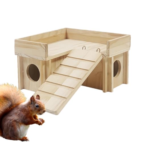 Hamsterversteck aus Holz,Hamsterhütte Holz - Hamsterhaus und Lebensraum aus Holz,Spielzeug erkunden Hamsterhäuser Geheimer Guckschuppen, Hamsterhaus mit lustiger Kletterleiterrutsche für verspielte Ha von Generic