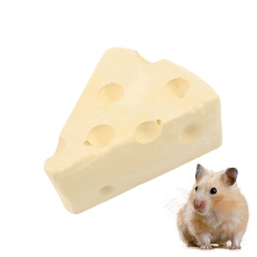 Hamsterzahnmühle | Kauspielzeug mit Kalziumstein in Käseform, Kauspielzeug für Mineralien, kleines Kauspielzeug für Rennmäuse, Kleintiere, Kaninchen von Generic