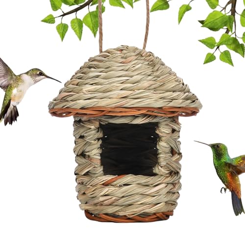 Handgewebtes Vogelnest, Vogelhaus im Freien - Kolibri-Häuser aus Gras im Freien,Baumelndes Vogelnest, verschleißfestes Vogelnest für Haus, Garten, Baum, Innenhof von Generic