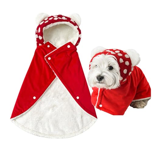 Haustier Cape Decke, Hund Cape Decke, Hund Winter Mantel mit Hut Thicken Umhang Decke, Hund Warm Schlafdecke, Wenden Sie an kleine mittlere Hunde und Katzen,Rot,L von Generic