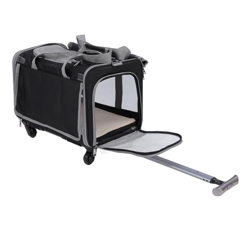 Haustier-Kinderwagen, Haustier-Transportbox mit 4 Rädern, Reise-Welpentransportbox, Atmungsaktives Mesh-Fenster, Haustier-Kinderwagen für Kleine Hunde, für Alle Arten von Hunden von Generic