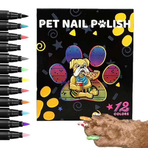 Haustier-Nagellack-Set – Tier-Nagelkunststift, Umrisswerkzeug mit sanfter Spitze | Haustier-Nagelfarben-Set | Schnell trocknender Maniküre-Graffiti-Punkt-Blumenstift für Hunde, Katzen, Vögel, Kaninche von Generic