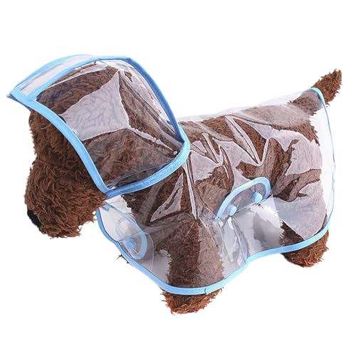 Haustier-Regenmantel, Hunde-Regenponcho mit Hut, kleine mittelgroße Hundekleidung, regenfeste Regenausrüstung für den Außenbereich, transparent, einfacher Stil, einfach an- Haustier Kleidung (Blue, S) von Generic