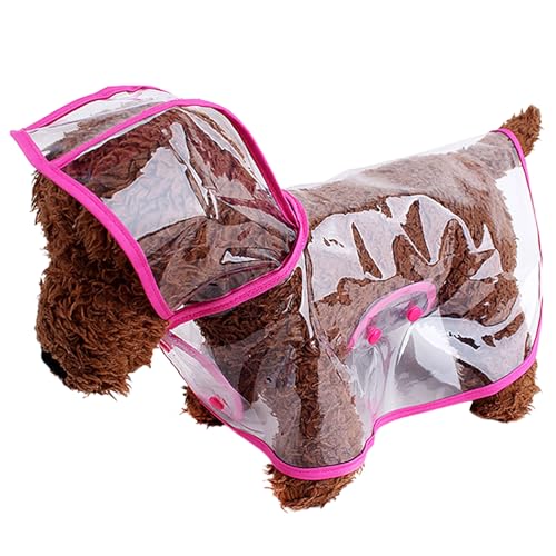 Haustier-Regenmantel für Hunde, Regenponcho mit Hut, für kleine und mittelgroße Hunde, regenfest, transparent, einfacher Stil, einfach an- und auszuziehen, MpE282 (Rosa, XS) von Generic