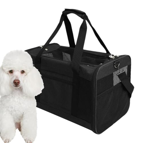 Haustier-Reisetransportbox – verstellbare Hundetransportboxen, faltbare Hundebox | Atmungsaktiver Reisekäfig mit Netzfenster, transparente Tiertransportbox für kleine Hunde und Katzen, 47 x 29 x 30 cm von Generic