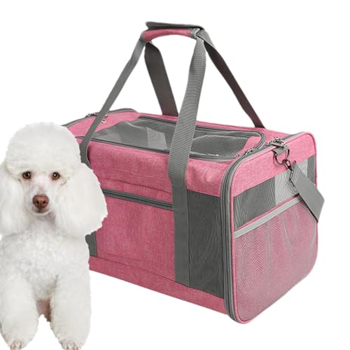 Haustier-Reisetransportbox – verstellbare Hundetransportboxen, faltbare Hundebox | Atmungsaktiver Reisekäfig mit Netzfenster, transparente Tiertransportbox für kleine Hunde und Katzen, 47 x 29 x 30 cm von Generic