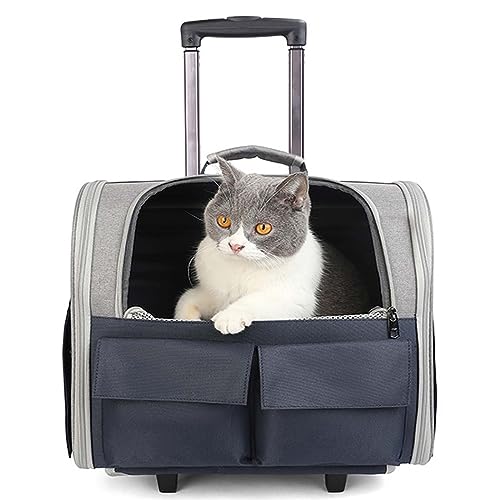 Haustier-Tragetasche, großer Haustier-Rucksack mit abnehmbaren Rädern, atmungsaktive Haustier-Tragetasche für kleine Katzen und Hunde, Aufbewahrungstasche, Belüftungsfenster aus Netzstoff, perfekt für von Generic