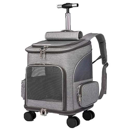 Haustier-Tragetasche mit Rädern für kleine Katzen und Hunde, multifunktionale Rolltasche für Haustiere mit 4 Rollen, Haustier-Tragetasche für Reisen/Spaziergang zum Tierarzt, Netz-Belüftungsfenster, von Generic