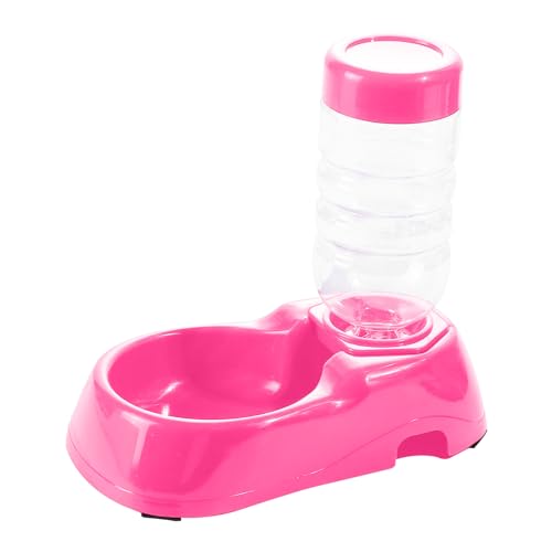 Haustier Wasserspender für Hunde und Katzen Trinkbrunnen Trinkflasche Futterspender für Trockenfutter Wasser, robuster Kunststoff, Rutschfester Boden (Rosa, 21.5 x 20.5 x 12cm) von Generic