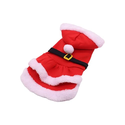 Haustierkleidung Weihnachtskleidung für kleine Hunde, Hunderock, Winter-Baumwollrock, Katzen-Kapuzenrock Urd855 (Red, M) von Generic