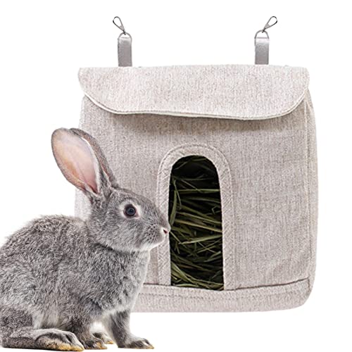 Heu Feeder Kaninchen - Faltbare Heu Aufbewahrung für kleine Haustiere | S/M/L verstellbare hängende Kaninchen Heu Feeder Tasche mit Haken für Meerschweinchen Hasen von Generic