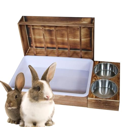 Heu-Futterstation für Kaninchen – Heu-Futterstation aus Holz mit Hygienekasten und Tiernäpfen, Zubehör für Kaninchen, Hamster, kleine Tiere Heu-Futterstation für Kaninchen – Heu-Futterstation aus Holz mit Hygienekasten und Tiernäpfen, Zubehör für Kaninchen, Hamster, kleine Tiere von Generic