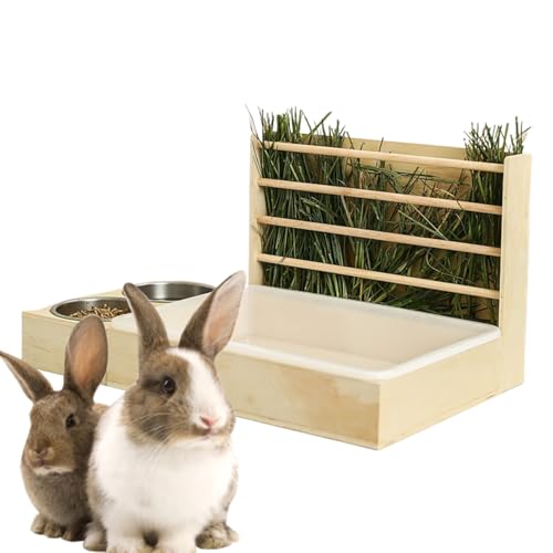 Heuspender für Kaninchen | Heuspender aus Holz mit 2 Schalen und Toilette, Halterung für Spender, multifunktional, Habitat für Kaninchen, Chinchilla, Hamster, kleine Heuspender für Kaninchen | Heuspender aus Holz mit 2 Schalen und Toilette, Halterung für Spender, multifunktional, Habitat für Kaninchen, Chinchilla, Hamster, kleine von Generic