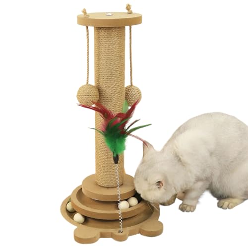 Hochwertiger Für Katzen | 4-in-1 Kratzbrett Aus Sisal,Multifunktionales Interaktives Beschäftigungszentrum mit Kugelspiel und Bahn für Indoor-Spaß Hochwertiger Für Katzen | 4-in-1 Kratzbrett Aus Sisal,Multifunktionales Interaktives Beschäftigungszentrum mit Kugelspiel und Bahn für Indoor-Spaß von Generic