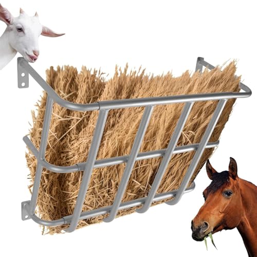 Horse Wall Hy Feeder – Heuraufe aus Aluminiumlegierung, Heufutterspender-Wandhalterung | Großes Kapazitäts-Gitter-Heuraufen-Wandregal, Mehrzweck-Wand-Heuraufen-Heuaufhänger-Heufutterstation für von Generic