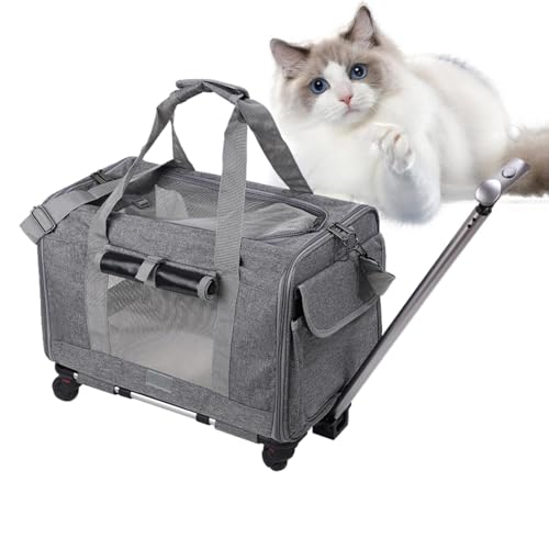 Hunde-Reisetasche - Transportbox für Haustiere mit Tragegurt, Katzen-Reisetasche | Transporttasche für kleine Hunde und Katzen mit Rollen, Reisetasche zu von Generic