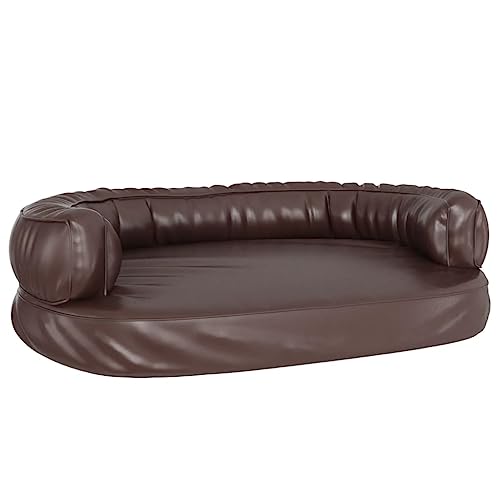 Hundebett Ergonomisch Schaumstoff Braun 88x65 cm Kunstleder,171321 von Generic