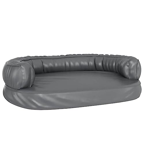 Hundebett Ergonomisch Schaumstoff Grau 75x53 cm Kunstleder,171317 von Generic