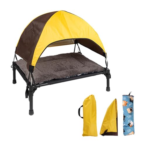 Hundebett – Erhöhtes Hundebett, Outdoor-Hundebett | Stabile Anti-Rutsch-Füße Erhöhtes Hundebett, Wetterfestes Oxford-Gewebe Hundehütte mit extra Tragetasche, atmungsaktives Hundebett für Camping von Generic