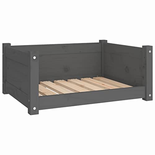 Hundebett Grau 65,5x50,5x28 cm Massivholz Kiefer,821449 von Generic