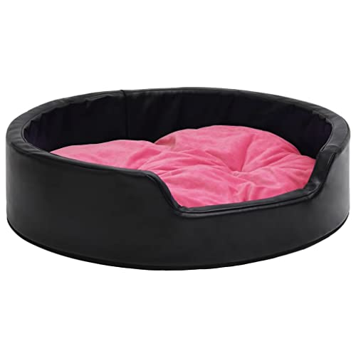 Hundebett Schwarz-Pink 99x89x21 cm Plüsch und Kunstleder,171276 von Generic