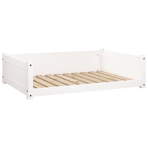 Hundebett Weiß 95,5x65,5x28 cm Massivholz Kiefer,821458 von Generic