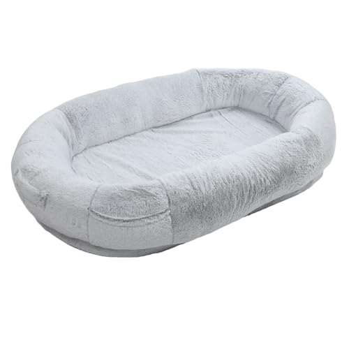 Hundebett in Menschengröße, Abnehmbarer Bezug, Farbverlauf-Grau, Ergonomisches Design, Warmes Haustierbett für Große Menschen, Verhindert Verrutschen, für den Außenbereich, für von Generic