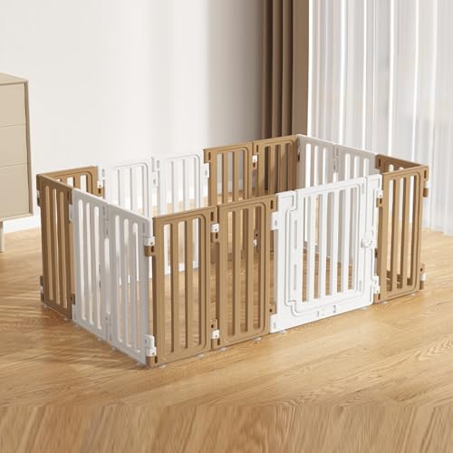 Hundebox 67cm Zaun Kunststoff Haustier Hundekiste Indoor Outdoor Zaun Faltbar für Einfache Installation geeignet für Kleine und Mittlere Hunde 4 Farben(Brown,136 * 70 * 67cm) von Generic